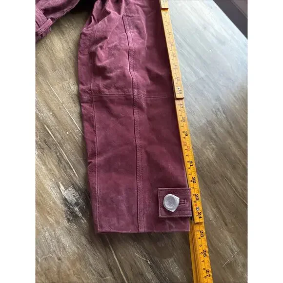 Vintage Neutral Zone Red Suede Leather Short Trench Coat Belted NWOT Women